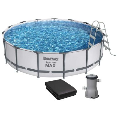 Каркасний басейн Bestway 56488 (457х107 см) з картриджним фільтром, тентом і драбиною Каркасний басейн Bestway 56488 (457х107 см) з картриджним фільтром, тентом і драбиною
