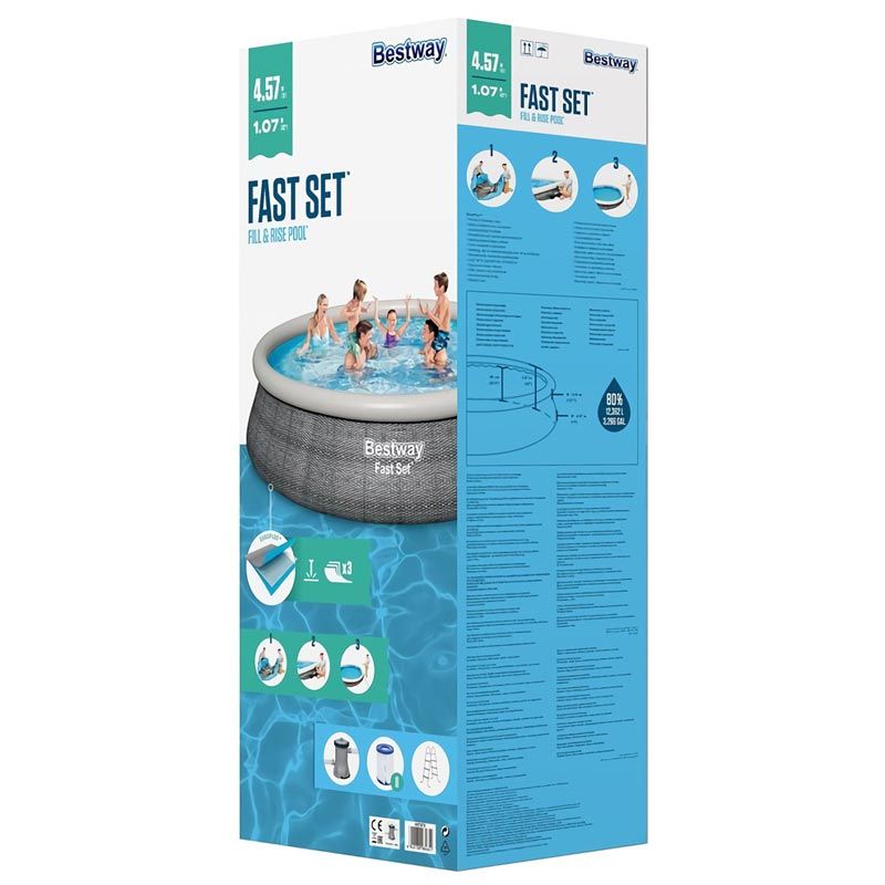 Надувний басейн Bestway 57372 (457х107 см) з картриджним фільтром та драбиною
