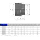 Муфта ПВХ Effast RERMRE075G редукційна, із внутрішньою різьбою d2-1/2"x2"