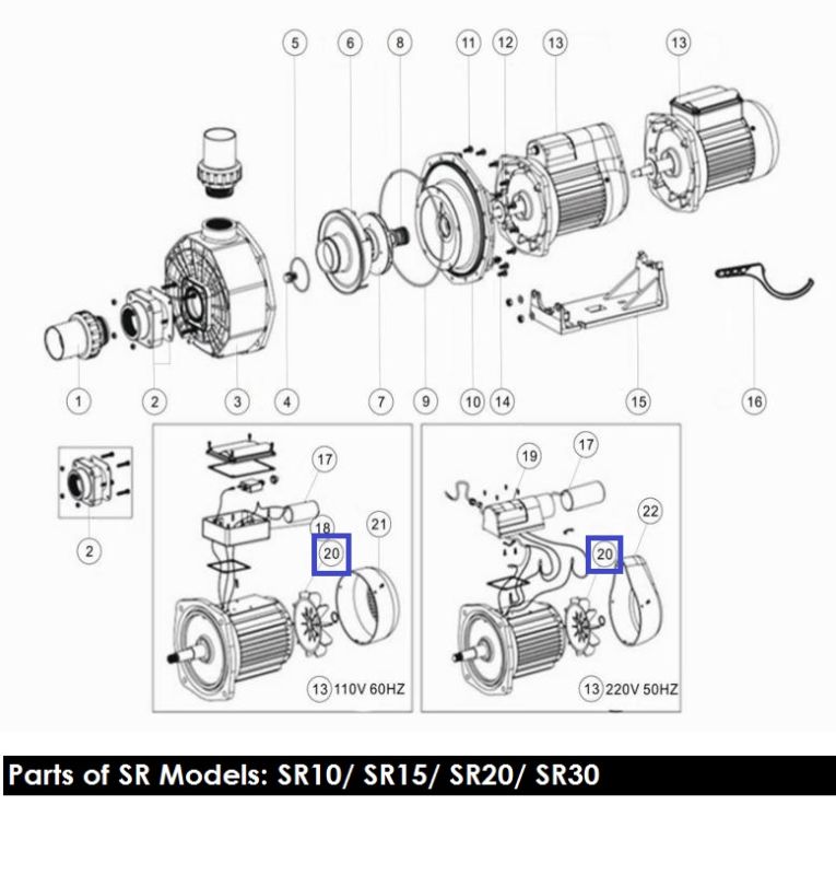 Крильчатка вентилятора насоса Emaux SB/SR20/30 01031006