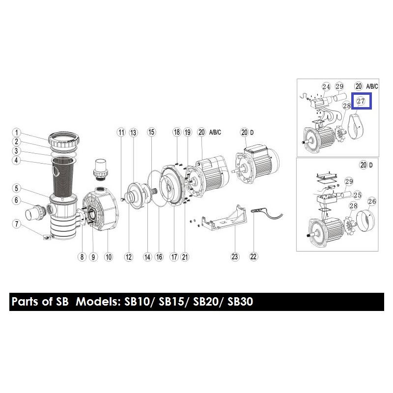 Кришка вентилятора насоса Emaux SB/SR20/30 (1031008)