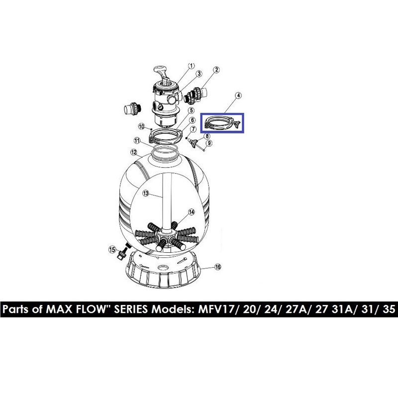 Хомут кріплення 6-позиційний кран для фільтрів Emaux серії MFV 89012512
