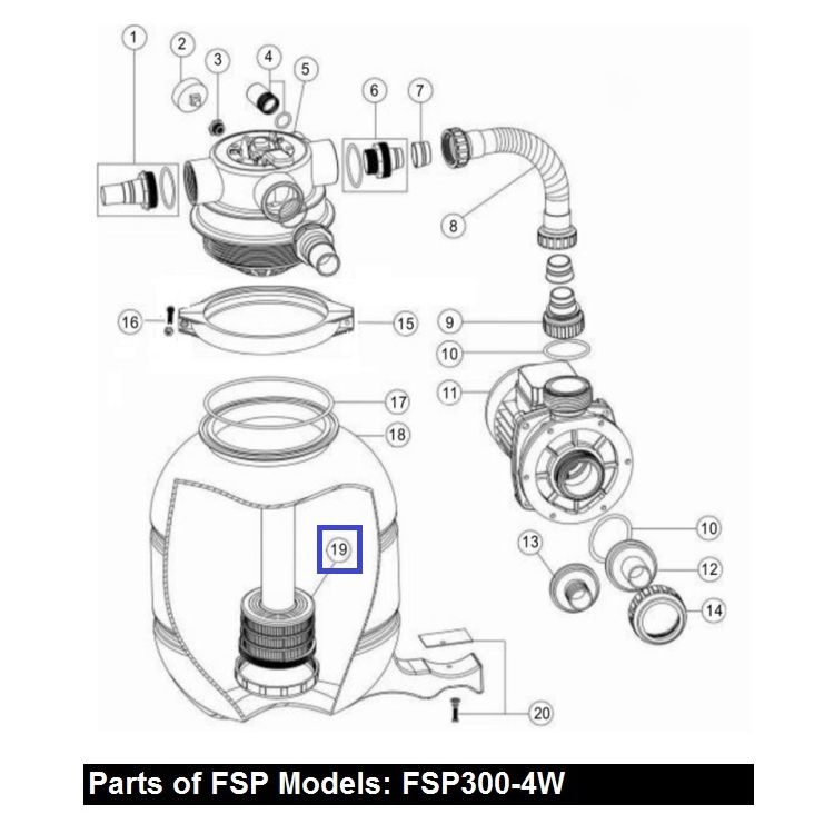 Дюзова коробка з трубою для фільтрів Emaux FSP300 (89030205)