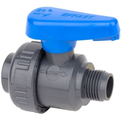 Кран кульовий ПВХ Effast d1/2" ВР-НР, із зовнішньою різьбою