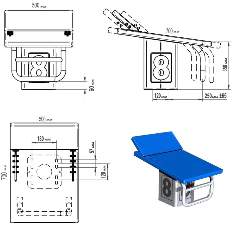 Стартова тумба Hayward FINA AISI-316, семипозиційна
