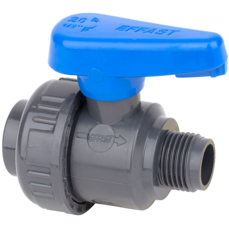 Кран кульовий ПВХ Effast d1/2" ВР-НР, із зовнішньою різьбою